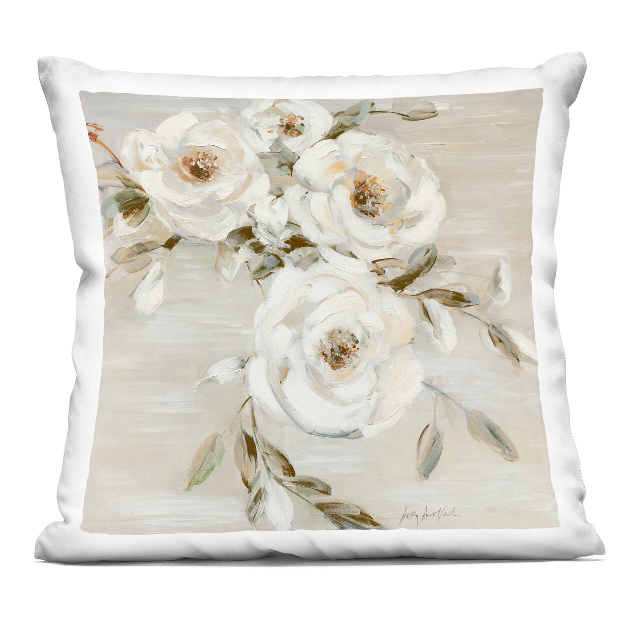 Stupell Industries Neutral Rose Trio Decorative Printed Pillow design by Sally Swatland, 18 x 7 x 18
